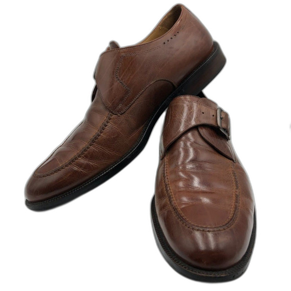 Johnston & Murphy Men's Brown Leather Monk Buckle Style Shoes 11.5M Sheepskin - Picture 3 of 12